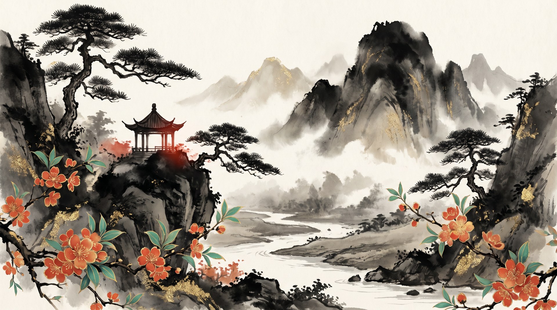 樱花视频美学影像-水墨山水意境视频-东方美学